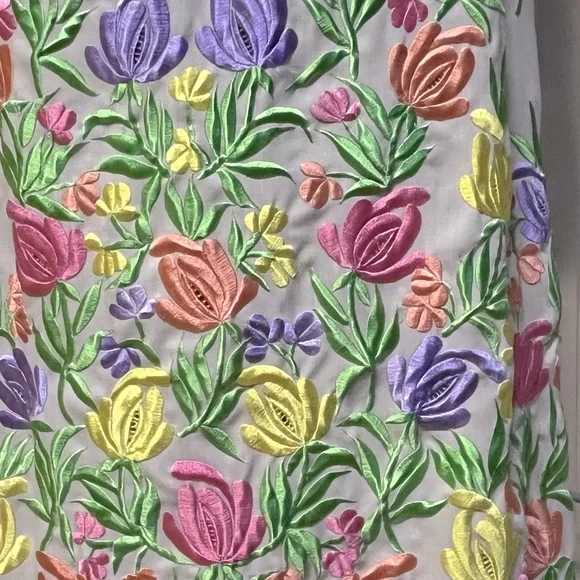 Vintage handmade 1960s 1970s floral embroidered maxi dress - Picture 4 of 8